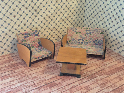 Vintage sæt dukkehusmøbler